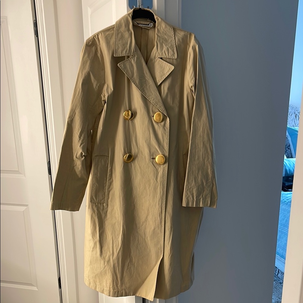 Jil Sander Double-Breasted Trench Coat in Light Beige